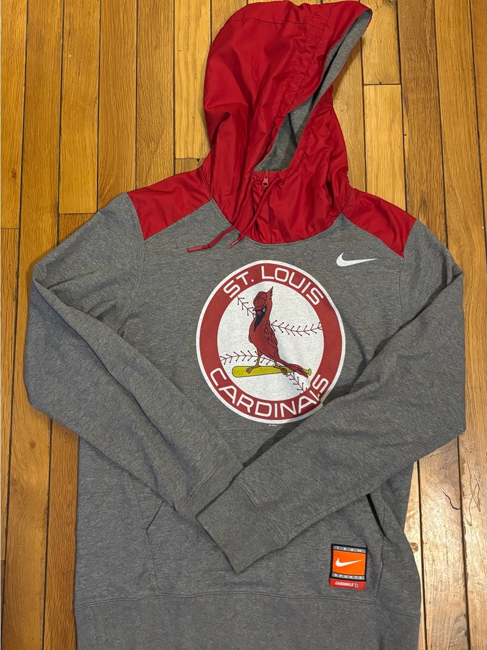 Nike Gray and Red St. Louis Cardinals Pullover Hoodie